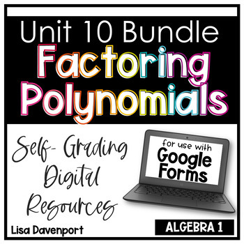 Preview of Factoring Polynomials Google Forms Bundle