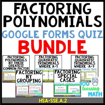 Preview of Factoring Polynomials: Google Forms Quiz BUNDLE - 5 Products