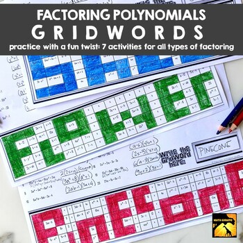 Preview of Factoring Polynomials "GridWords" : FULL SET | Trinomials, GCF, Grouping, & More