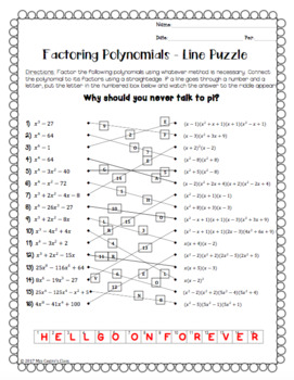 factoring trinomials worksheet puzzle