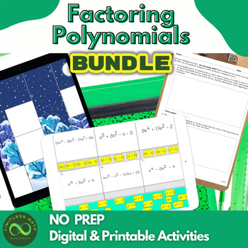 Preview of Factoring Polynomials Bundle - NO PREP Digital Activities & Printable Worksheets