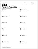 Factoring Polynomials Quiz for Algebra 1