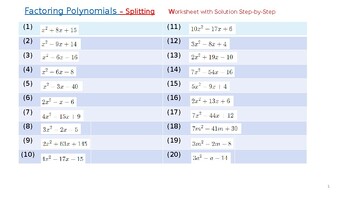 Preview of Factoring Polynomials - Splitting (ppt)