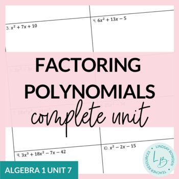 Preview of Factoring Polynomials Unit (Algebra 1 Unit 7)
