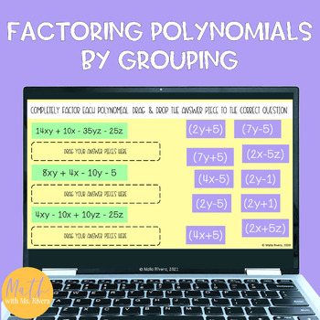 Preview of Factoring Polynomials by Grouping Drag & Drop Digital Activity for Algebra 1