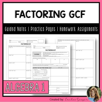 Preview of Factoring Polynomials using GCF - Guided Notes | Practice Worksheet | Homework