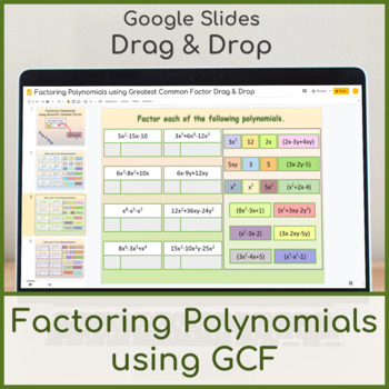 Preview of Factoring Polynomials using Greatest Common Factor Drag & Drop