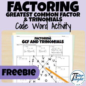 Preview of Factoring Polynomials with a GCF and Trinomials - Code Word Activity FREEBIE