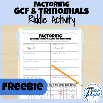 Preview of Factoring Polynomials with a GCF and Trinomials - Riddle Activity - FREEBIE