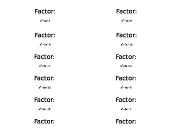 Preview of Factoring Practice Problems - Activity Cards