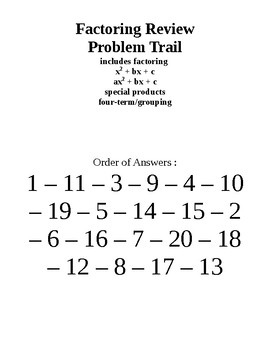 Preview of Factoring Problem Trail