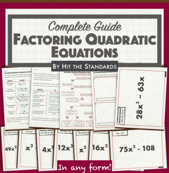 Preview of Factoring Quadratic Equations in Any Form - Complete Guide + Scavenger Hunt
