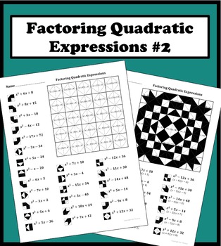Preview of Factoring Quadratic Expressions Color Worksheet #2