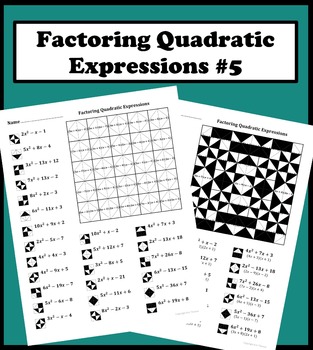 Preview of Factoring Quadratic Expressions Color Worksheet #5