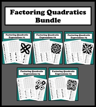 Preview of Factoring Quadratic Expressions Color Worksheet Bundle