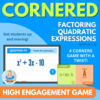 Preview of Factoring Quadratic Expressions Fun Activity 4 Corners Game for Google Slides™