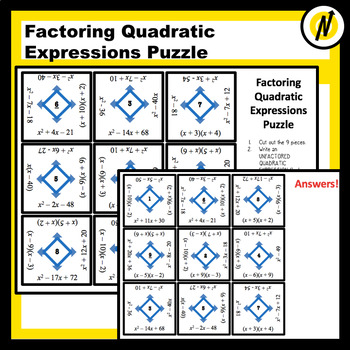 Preview of Factoring Polynomials Quadratic Expressions/Expanding Binomials Matching Puzzle