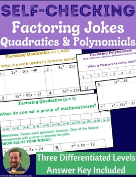 Preview of Factoring Quadratic & Polynomial Self-Checking Activity