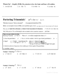 Factoring Quadratic Trinomials - Notes and Worksheets