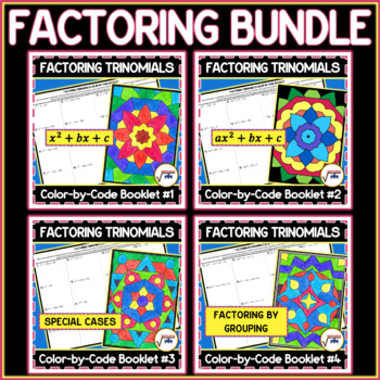 Preview of Factoring Quadratic Trinomials Printable Color-by-Code Activity Worksheet Set