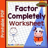 Factoring Quadratics Completely Worksheet