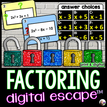 Preview of Factoring Quadratics Digital Math Escape Room Activity