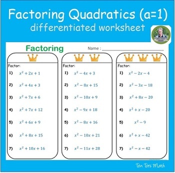 factoring trinomials worksheet generator
