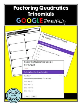 Preview of Factoring Quadratics - Trinomials Quiz for Google Form/Quiz