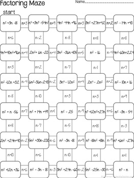Factoring Quadratics Maze - 3 worksheets by Lisa Tarman | TpT