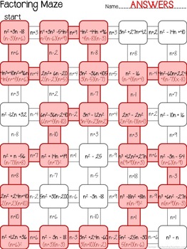Factoring Quadratics Maze - 3 worksheets by Lisa Tarman | TpT