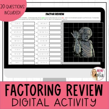 Preview of Factoring Quadratics Review Digital Activity