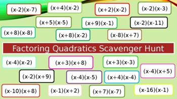 Preview of Factoring Quadratics Scavenger Hunt (digital)