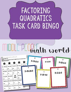 Preview of Factoring Quadratics Task Card Bingo