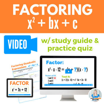 Preview of Factoring Quadratics Video Lesson with Study Guide and Digital Quiz