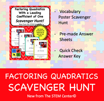 Preview of Factoring Quadratics With a Leading Coefficient of One Scavenger Hunt Activity