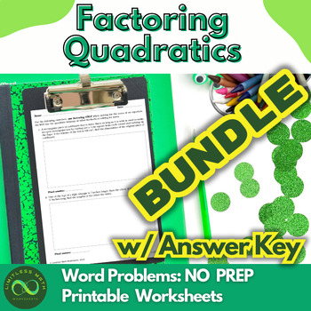 Preview of Factoring Quadratics Word Problems Bundle - NO PREP w/ Answer Key