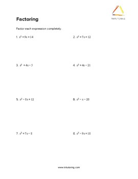 Preview of Factoring Quadratics: Worksheet, answer key, and video
