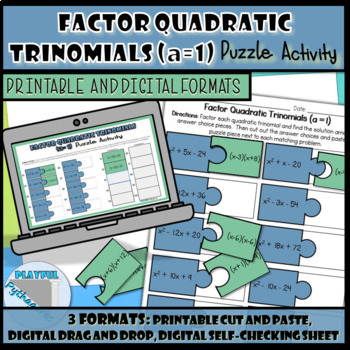 Preview of Factoring Quadratic Trinomials (a=1) Matching Puzzle Activity (Print & Digital)