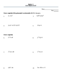 Factoring Quiz/Test (All Forms)