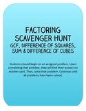 Factoring Scavenger Hunt: GCF, Difference of Squares, Sum 