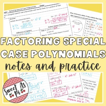 Preview of Factoring Special Case Polynomials - Guided Notes and Practice