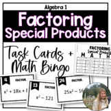 Factoring Special Products- Algebra 1 Task Cards and Math Bingo