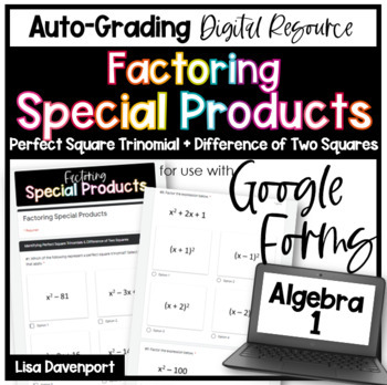 Preview of Factoring Special Products Google Forms Homework