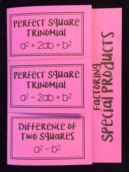 Preview of Factoring Special Products of Polynomials - Editable Algebra 1 Foldable