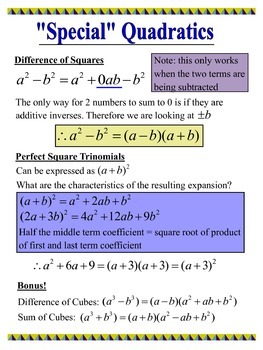 Preview of Factoring Speical Quadratics