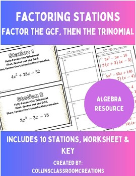 Preview of Factoring Stations - Factor out the GCF, then the Trinomial!