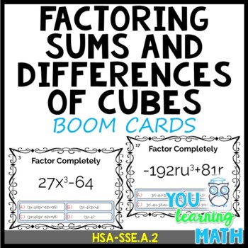 Preview of Factoring Sums and Differences of Cubes: Digital BOOM Cards - 20 Problems