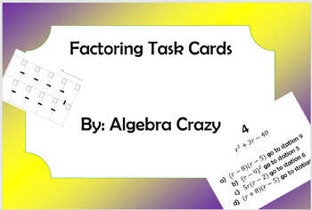 Preview of Factoring Task Cards