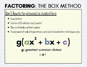Preview of Factoring: The Box Method (Printable Flyer)