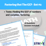 Factoring The GCF of Algebraic Expressions Set 2 Worksheet